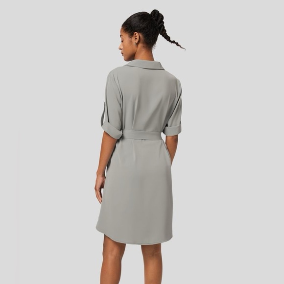Halara Roll Up Sleeve Belted Relaxed Work Shirt Dress - Picture 2 of 12